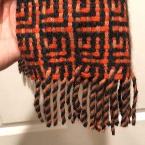 100% Cashmere Scarf- orange and gray- @50 “ long x 10” wide